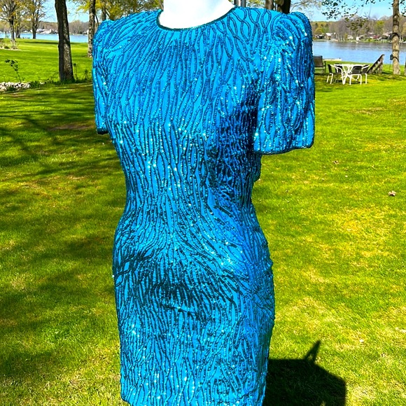 Vintage Stenay silk & sequin dress 6 - Picture 4 of 11